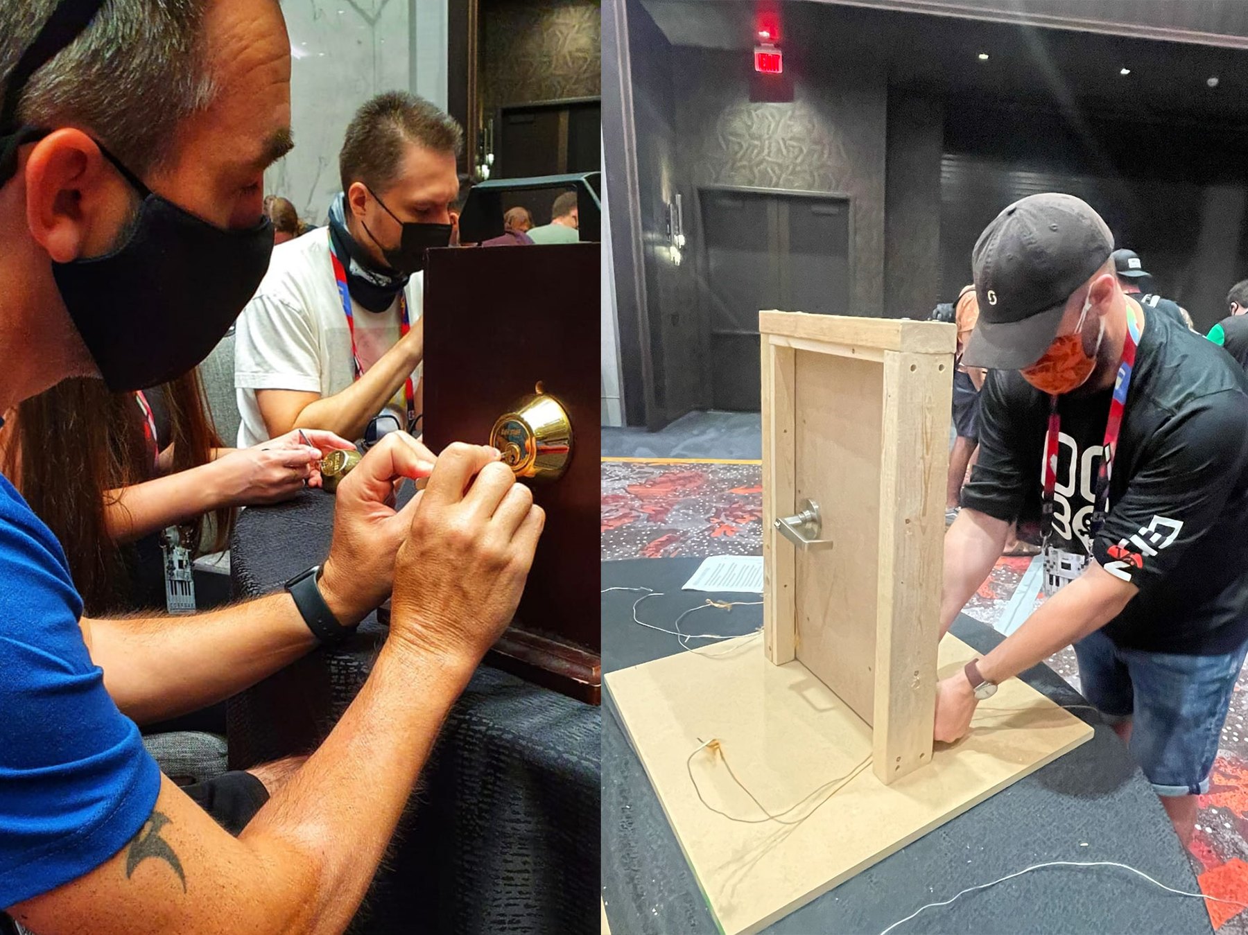 Lockpicking practice during a security event