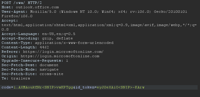 Outlook token testing output