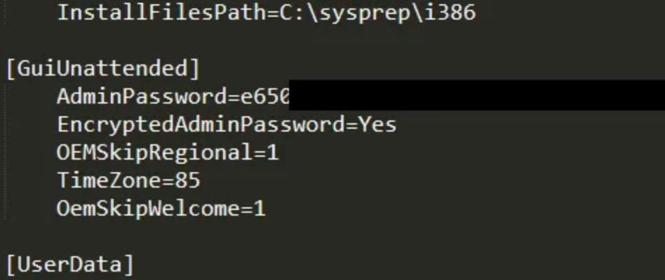 Administrator credential recovered from deployment configuration